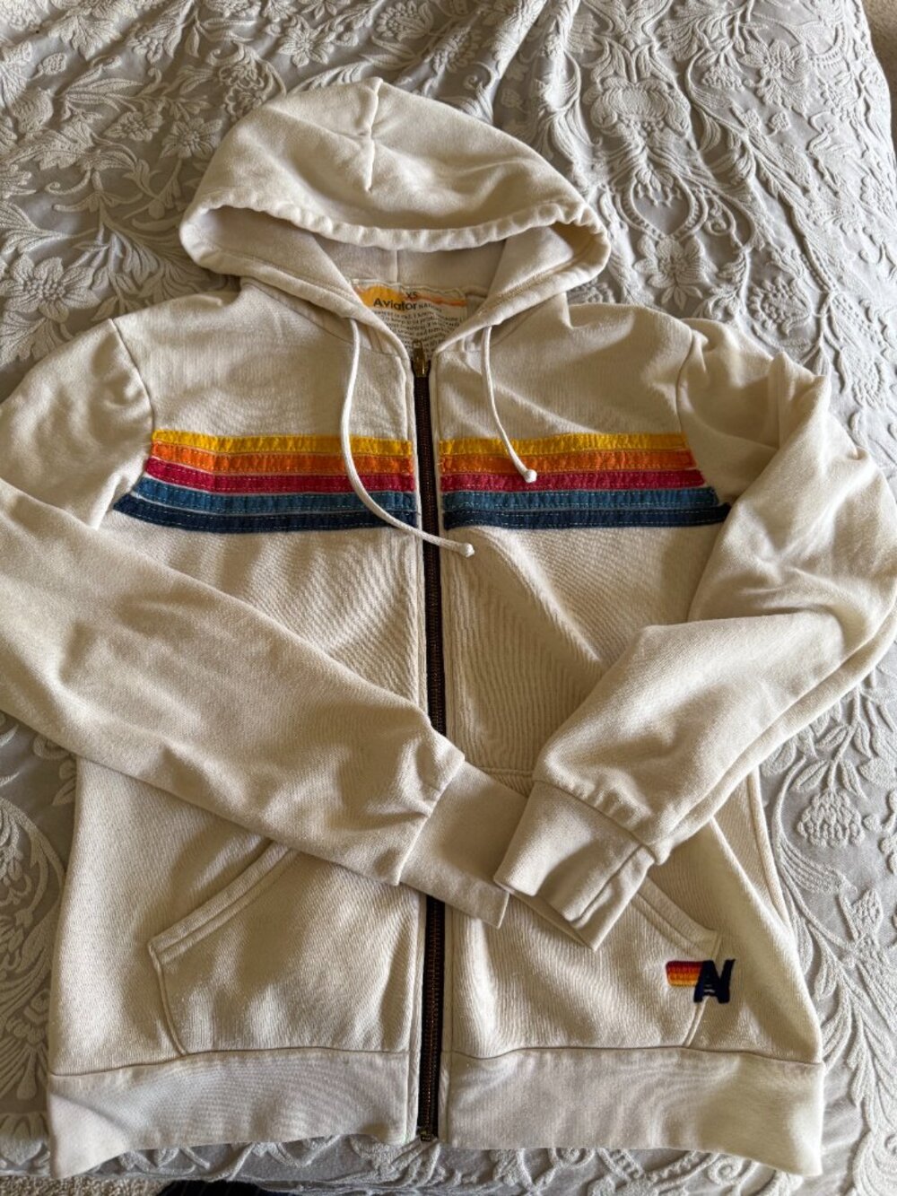 USED Aviator Nation 5 Stripe Hoodie Sz XS - Picture 2 of 7